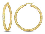 14K Yellow Gold Textured Hoop Earrings (36mm)